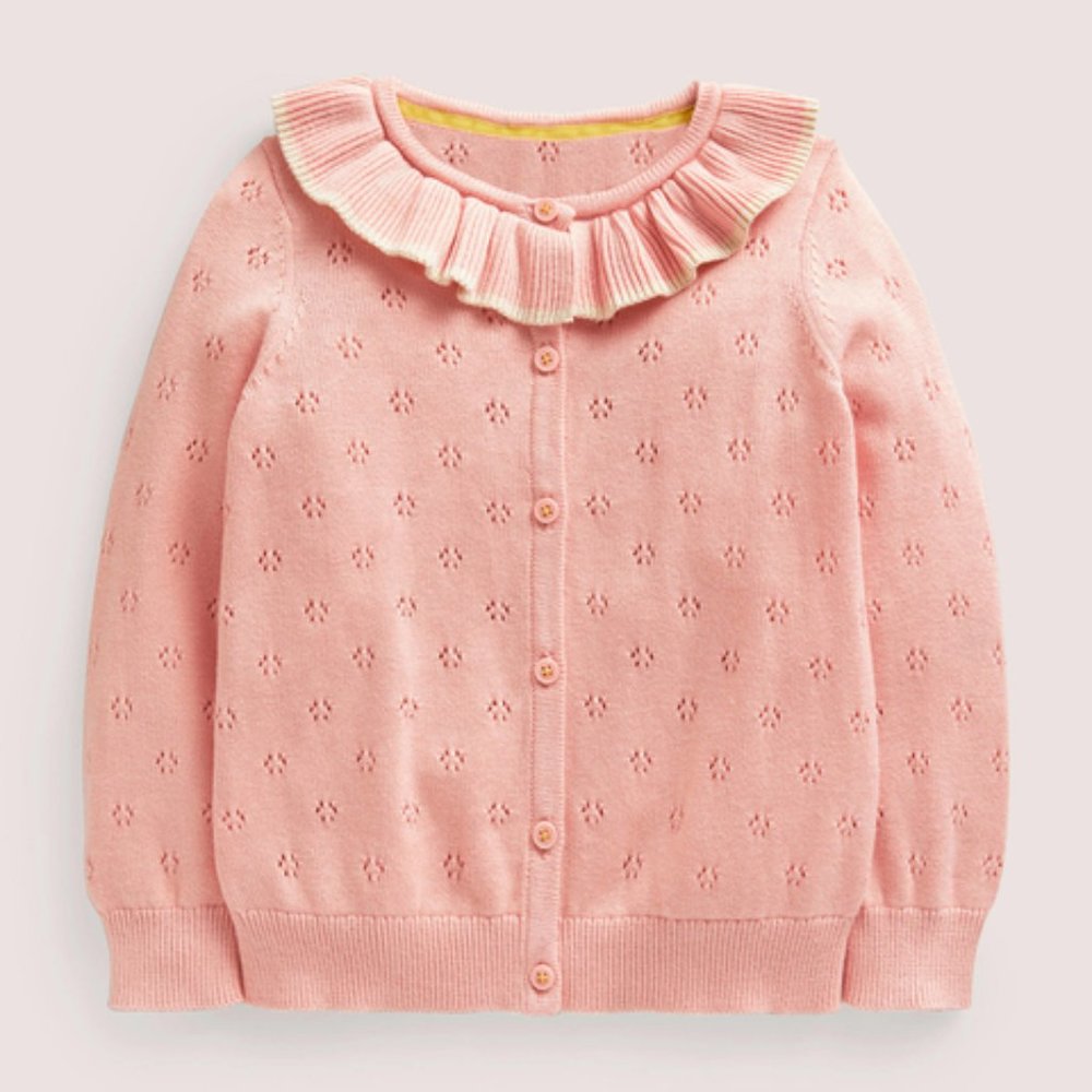 NWT Mini Boden Pink Pointelle Cardigan 5/6Y
